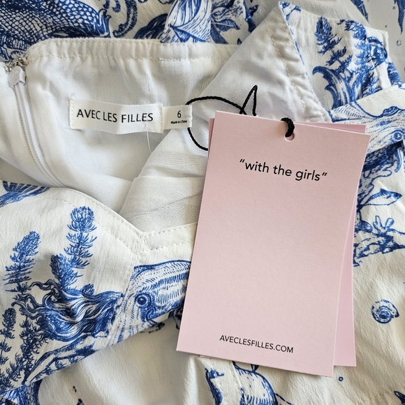 New AVEC LES FILLES Toile Nautical Print Cotton Blend Midi Dress NWT Size 6 - Picture 16 of 17